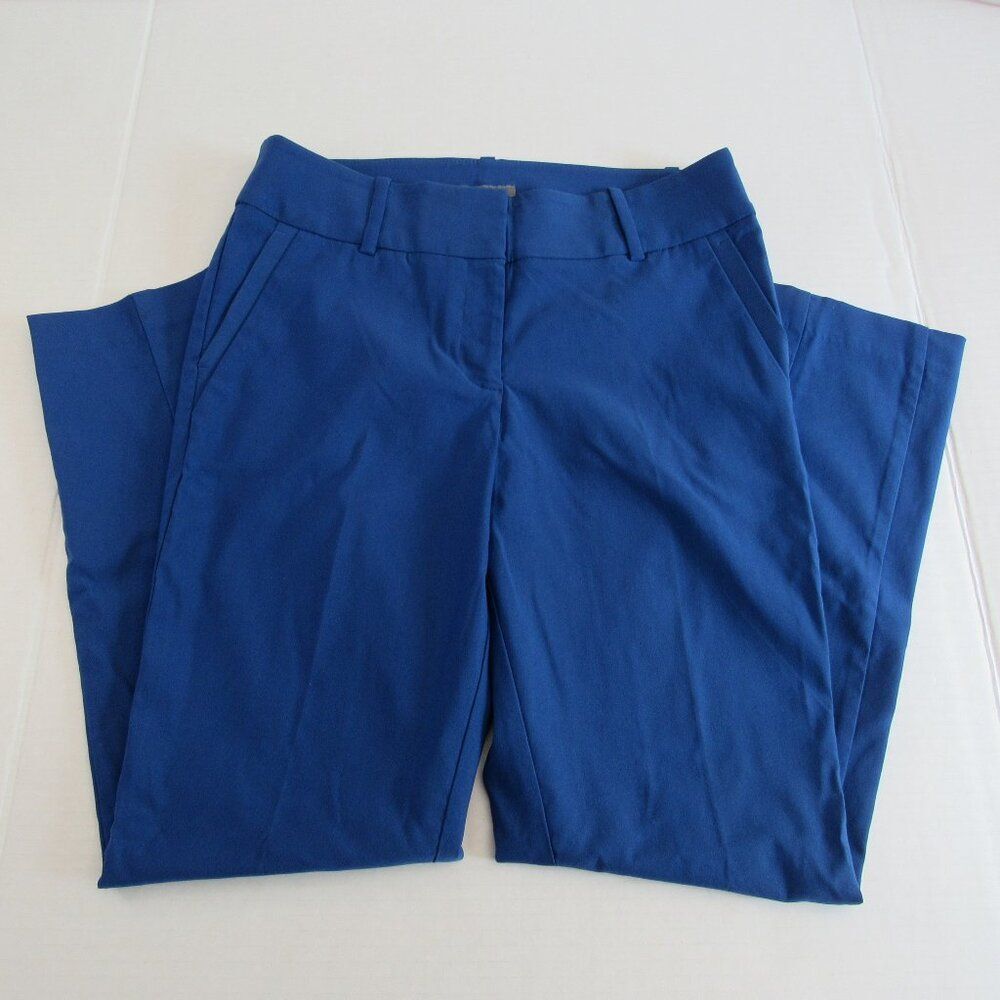 Worthington Mid Rise Flat Front Slim Leg Stretch Comfort Blue Pants Sz 8 Petite